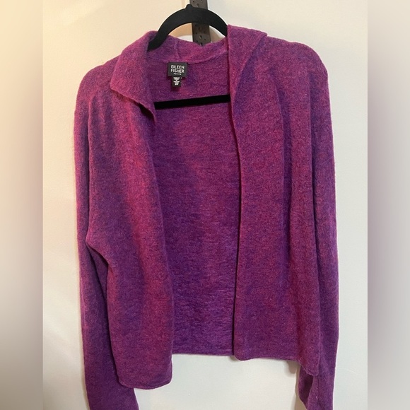 Eileen Fisher Purple Wool Blend Cardigan Sweater Sz Petite - Picture 2 of 7